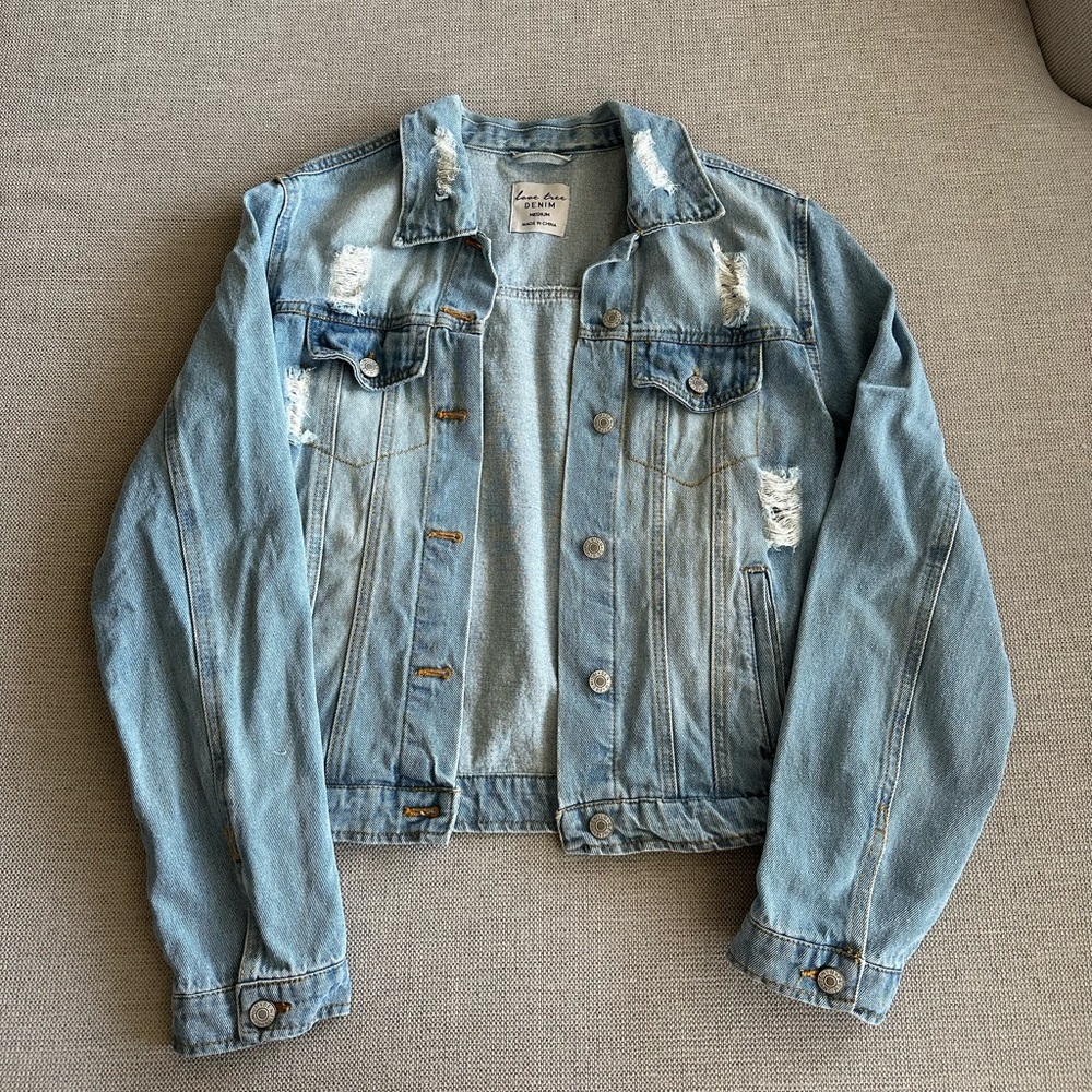Love tree light wash denim jacket